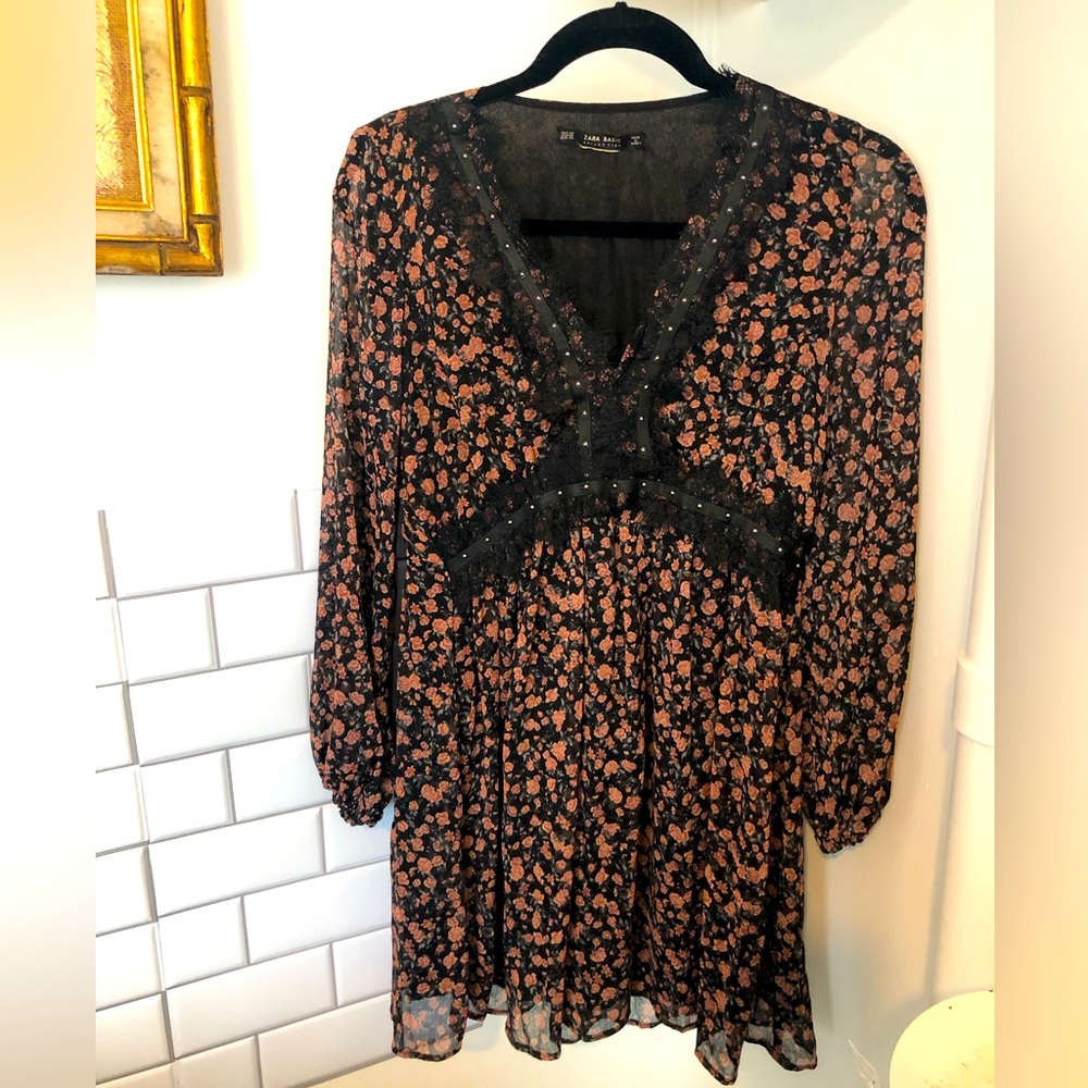 ZARA floral and lace DRESS